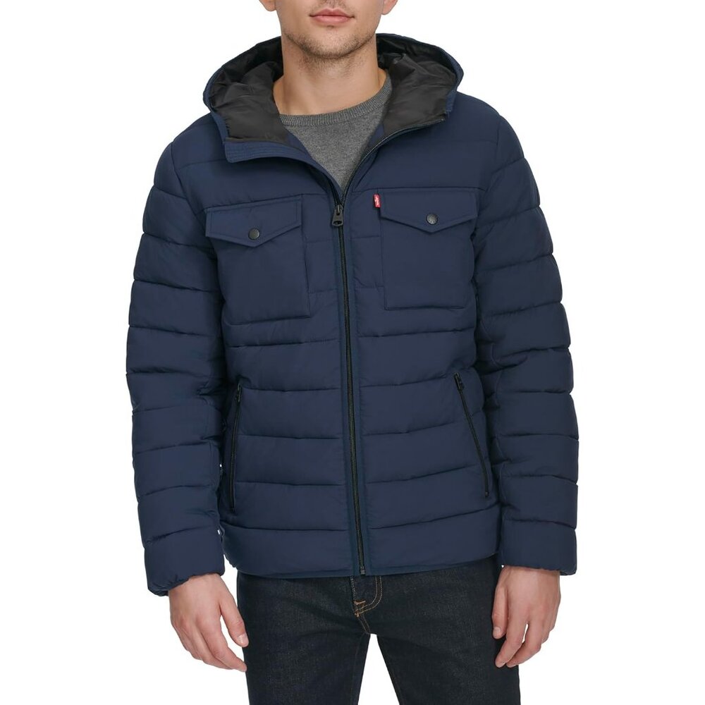 Water Resistant Performance Stretch Hooded Puffer Jacket